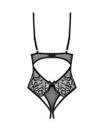 Body deschis Obsessive Blomentis negru XS/S