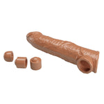 Prelungitor de penis Pretty Love cu inserții interschimbabile, maro închis, 26 cm