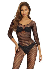 Body-ciorap erotic din plasă SoftLine negru, mărime unică
