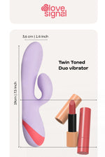 Vibrator USB Dream Toys Duo din silicon cu două tone, în formă de iepuraș, 19 cm