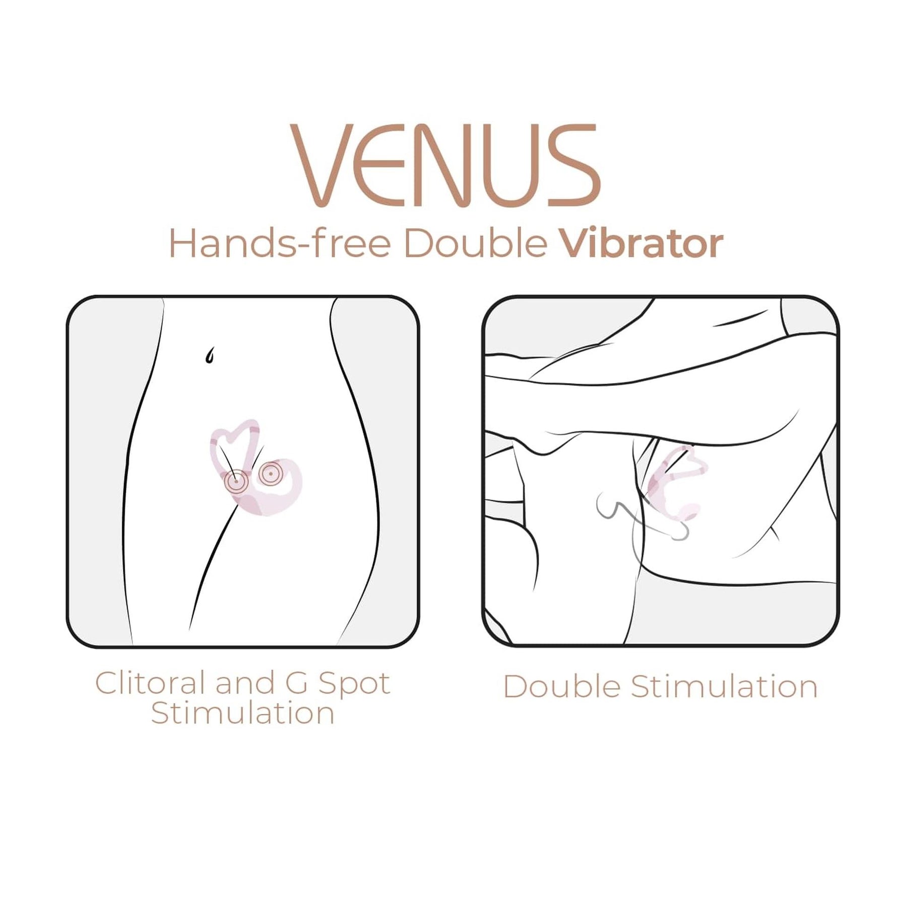 Vibrator Adrien Lastic Venus cu aplicație, roz pal, USB, 11 cm