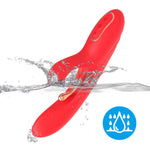 Vibrator Nirvana Iepuraș Roșu cu Trei Puncte din Silicon, USB, 22 cm