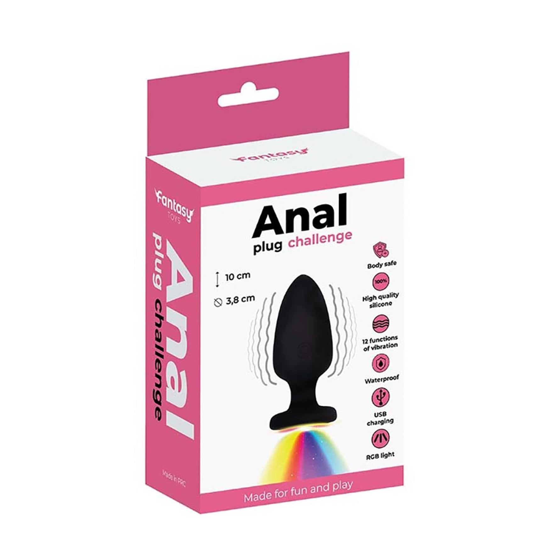 Plug anal vibrant din silicon cu LED, Fantasy, 10 cm, USB, cu telecomandă