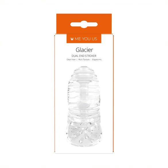 Masturbator Me You Us Glacier cu două fețe, transparent, TPE, 14,5 cm
