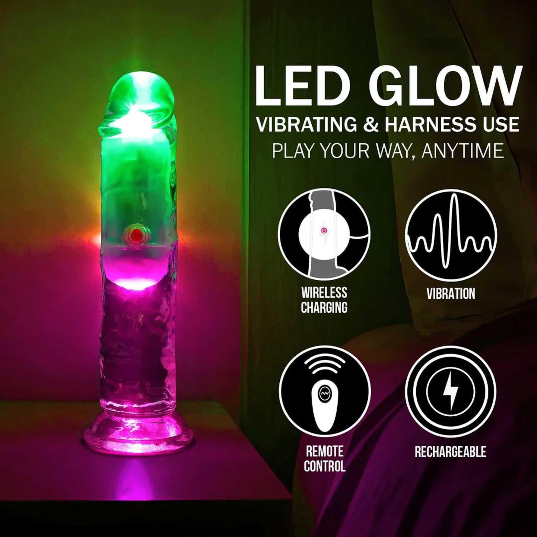 Vibrator LED RealRock Transparent TPE 16,5 cm