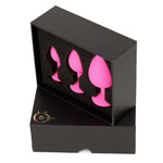 Set de dopuri anale HeavyFun din silicon roz cu cristal