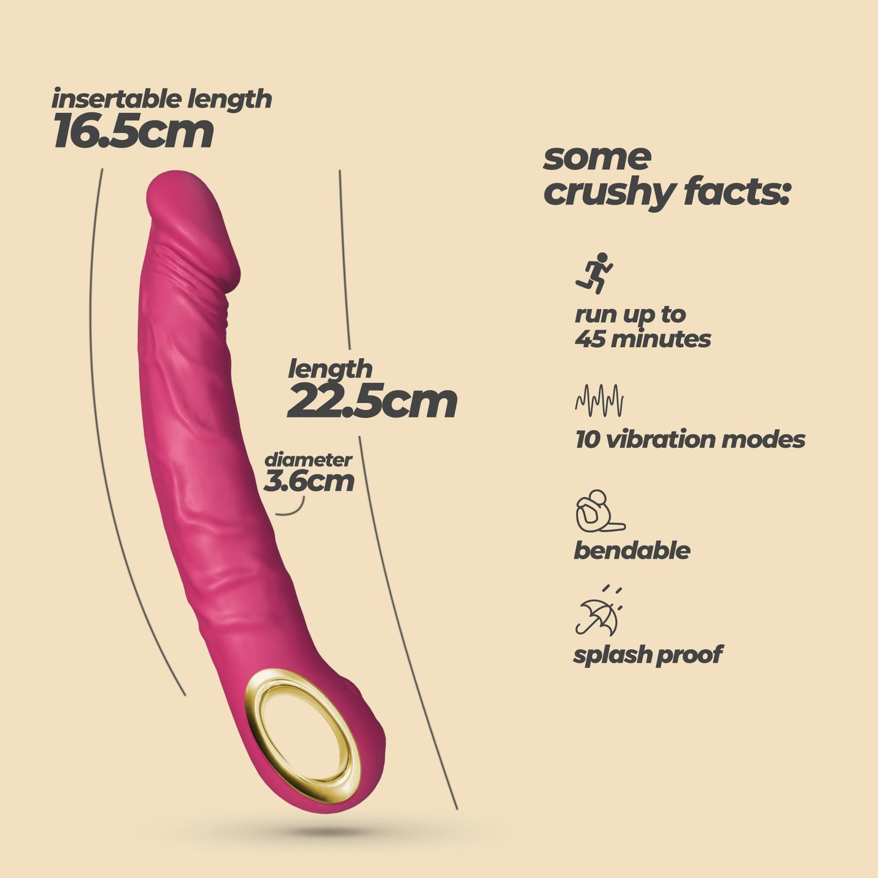 Vibrator realist Crushious Magnus Bend roz cu USB