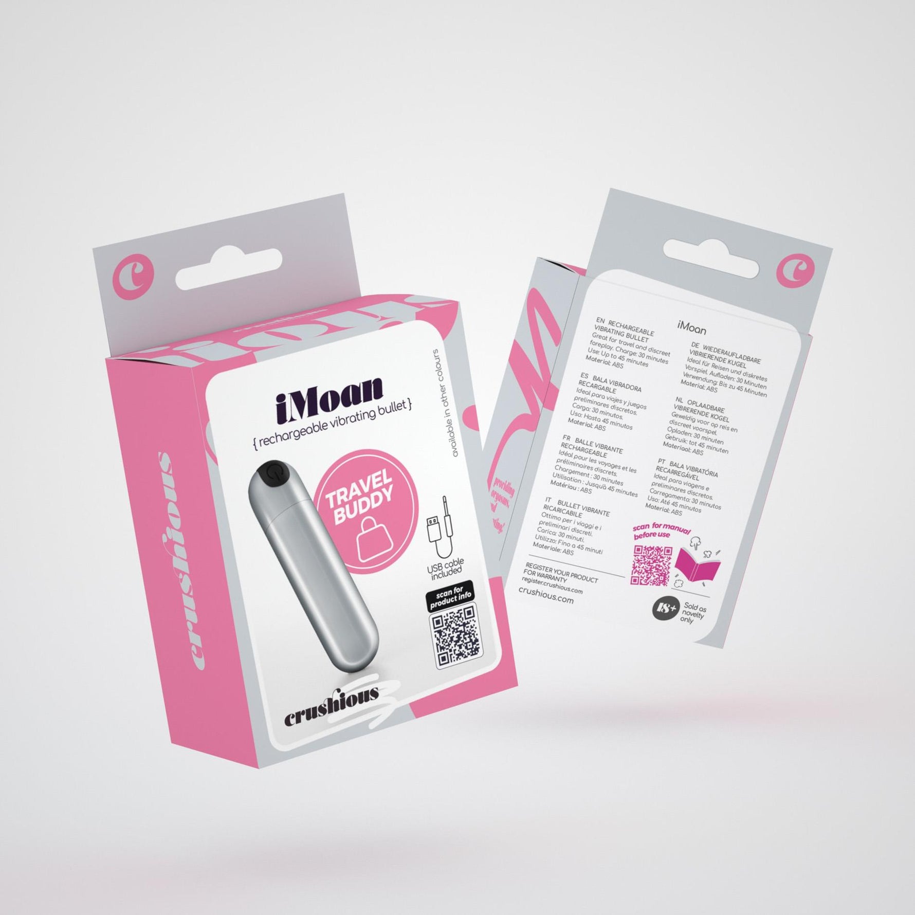 Mini vibrator USB Crushious iMoan argintiu 7,6 cm