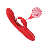 Vibrator Crazy Horse USB cu trei puncte, 22 cm, tip iepuraș roșu