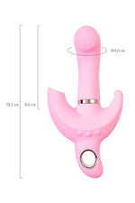 Vibrator rotativ JOS Twistme Iepuraș, silicon roz, USB, 19,5 cm