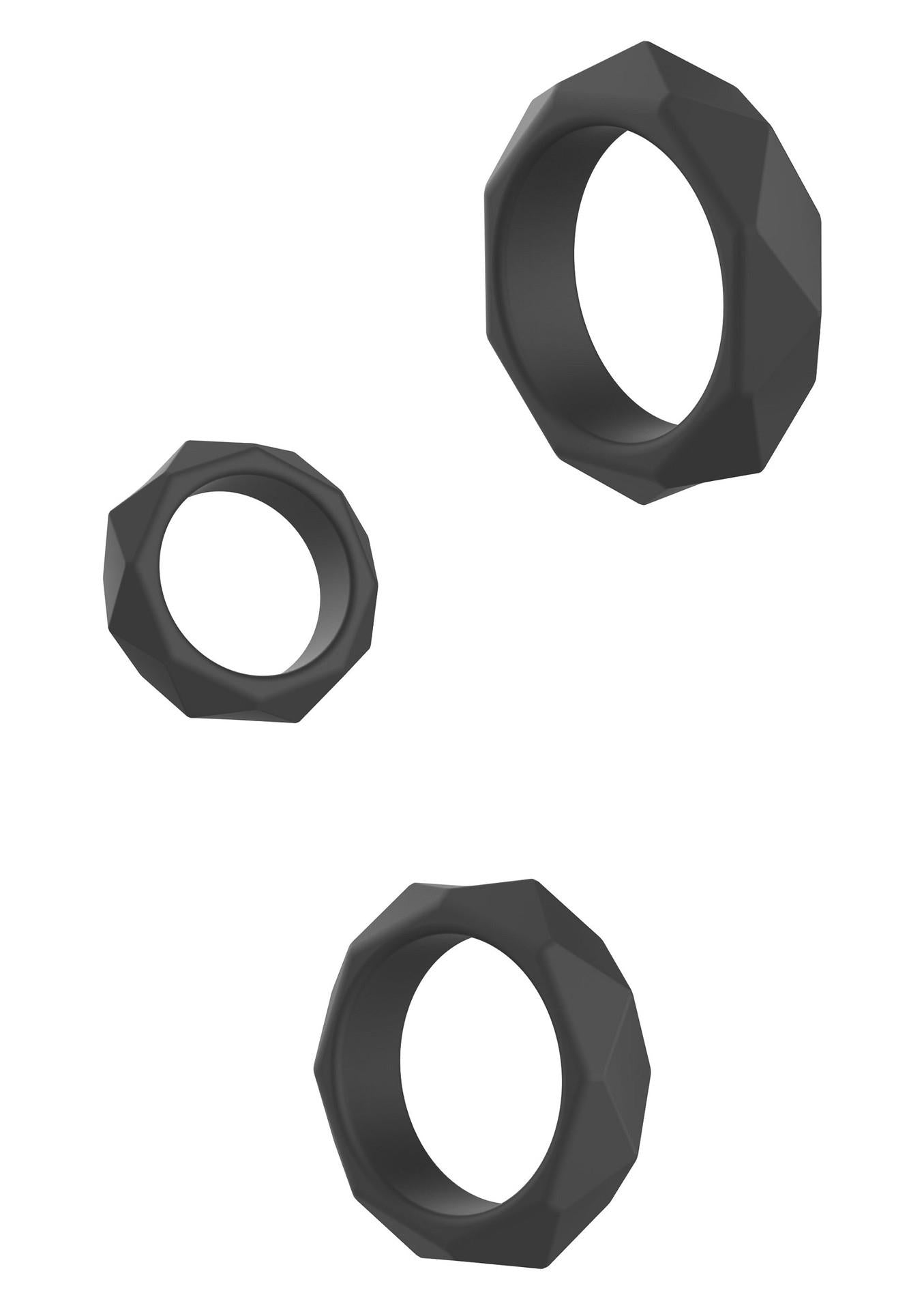 Set de inele pentru penis Hidden Desire Heavy Silicone, negru