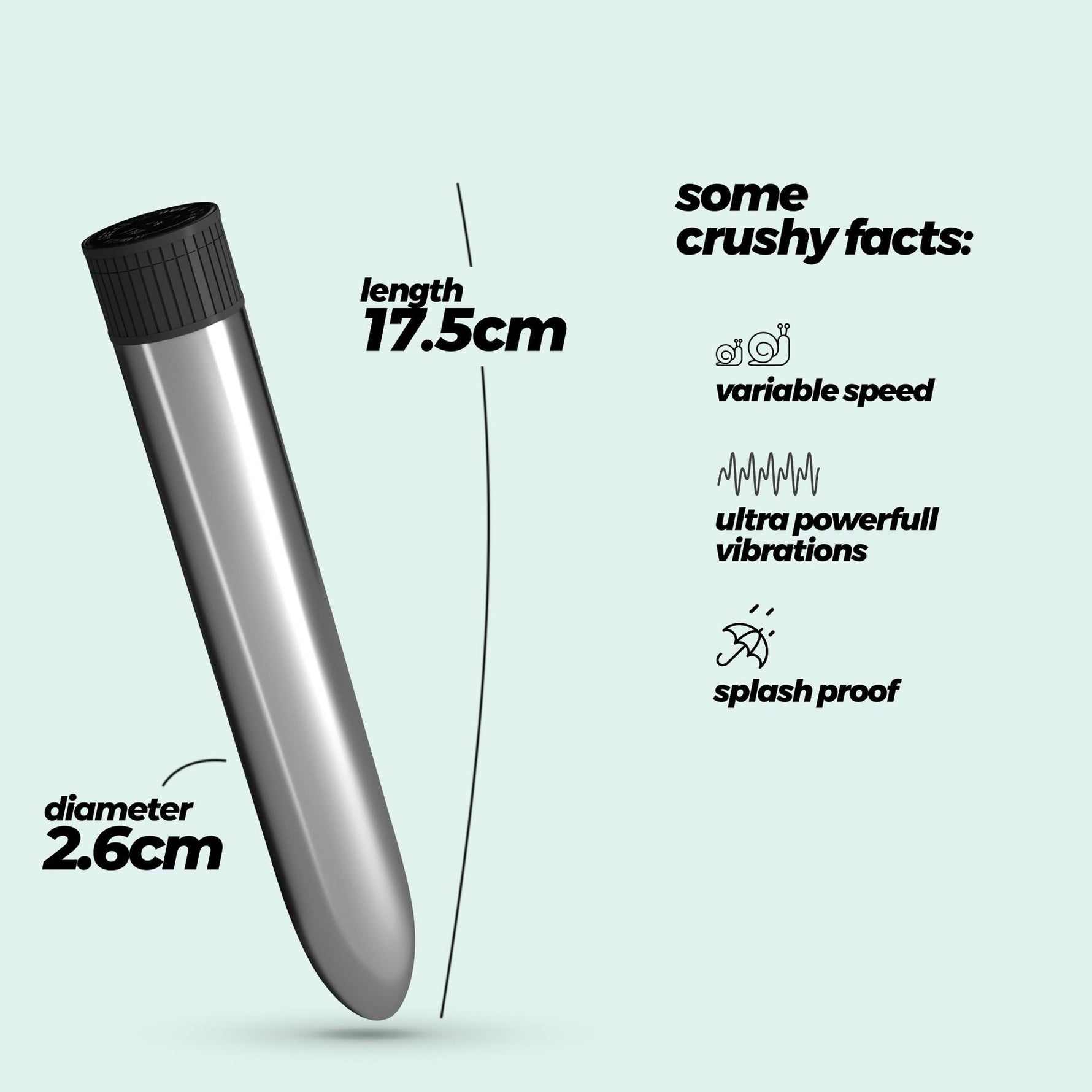 Vibrator clasic Crushious argintiu 17,5 cm