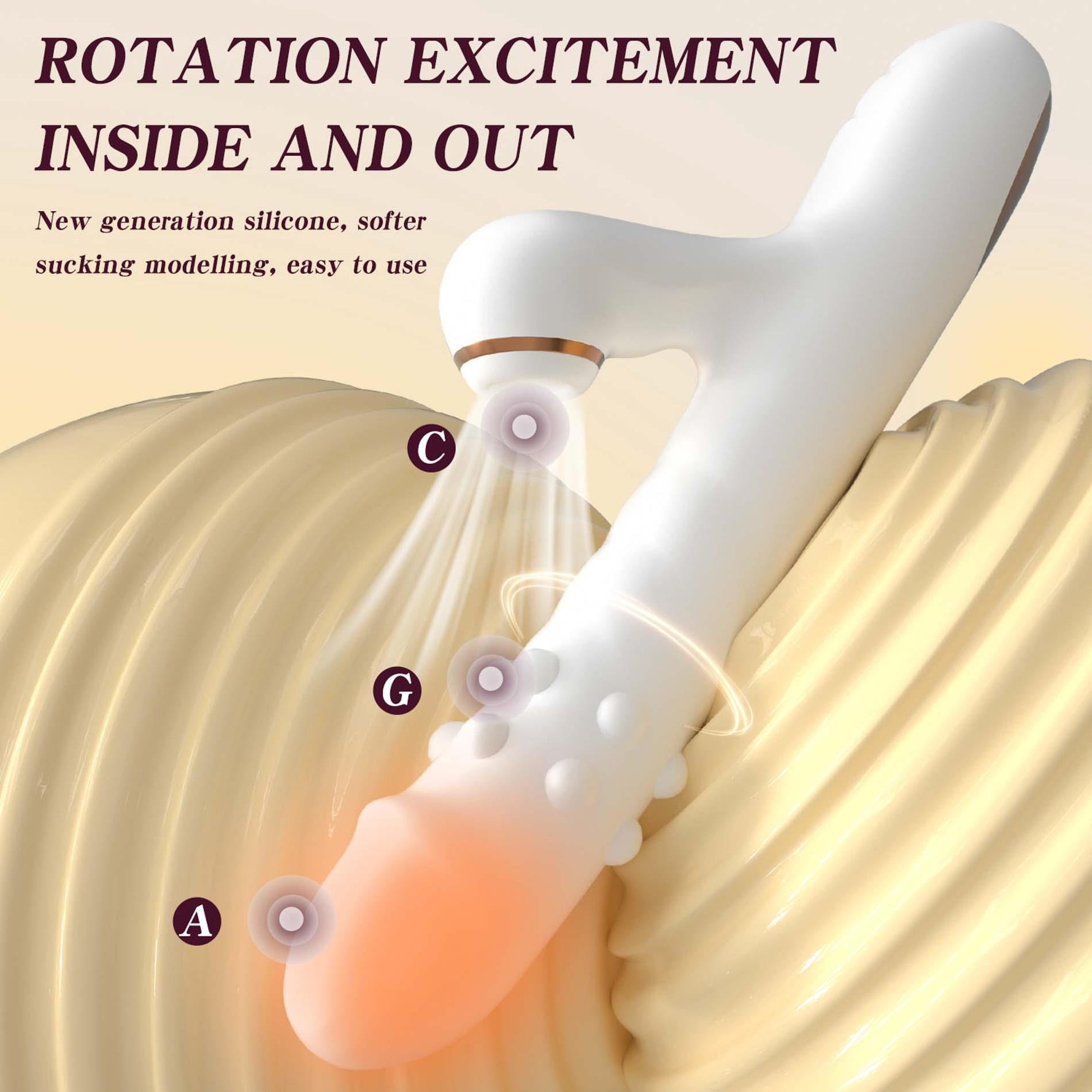 Vibrator din silicon Fox seria B, 3 rotații, 7 linguri, 24 cm