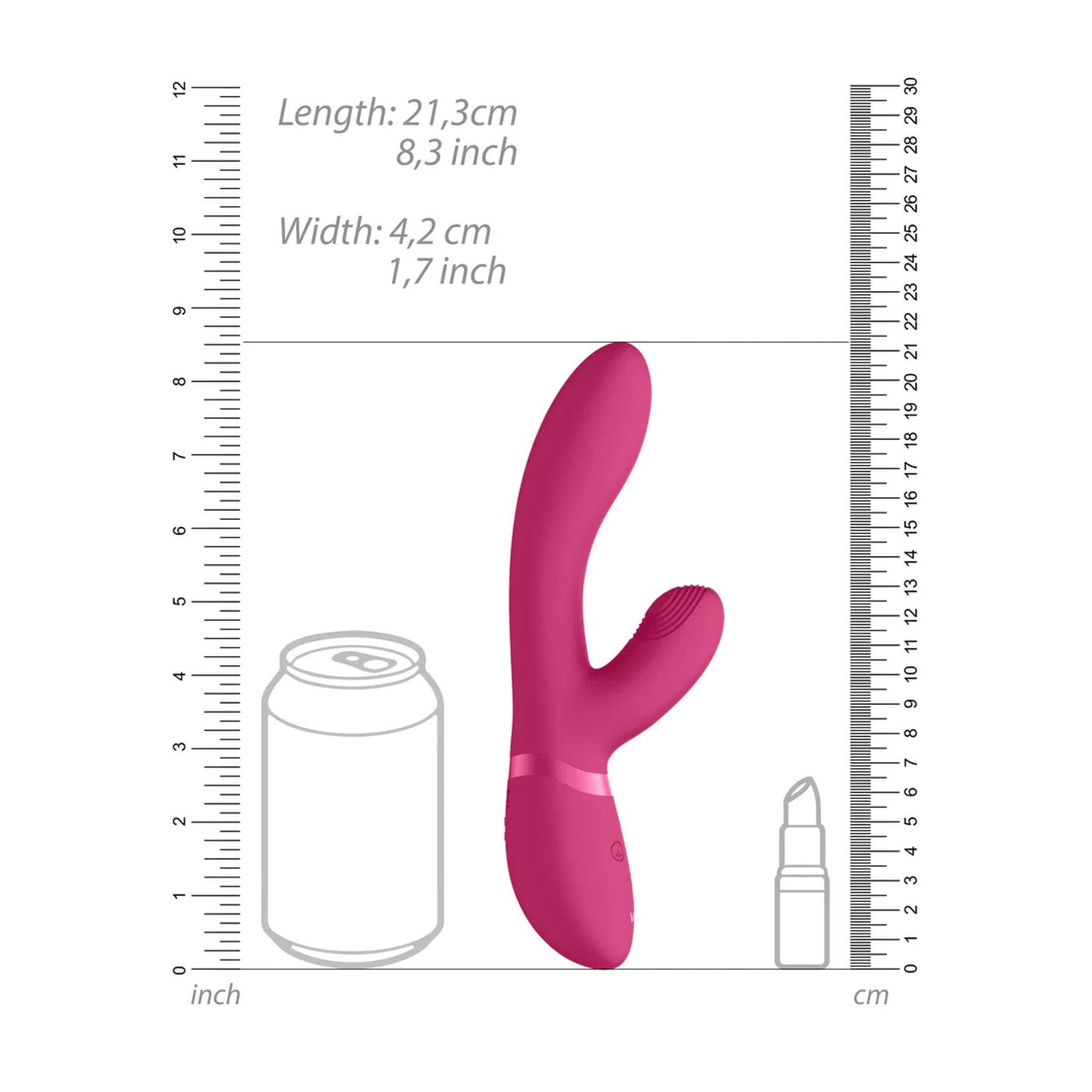 Vibrator Vive Kyra din silicon cu formă de iepuraș, roz, USB, 21 cm