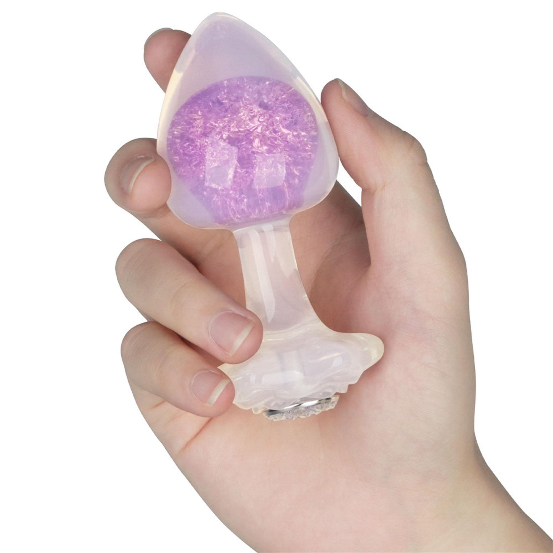 Dop anal din silicon Gemoria cu bilă de sticlă violetă