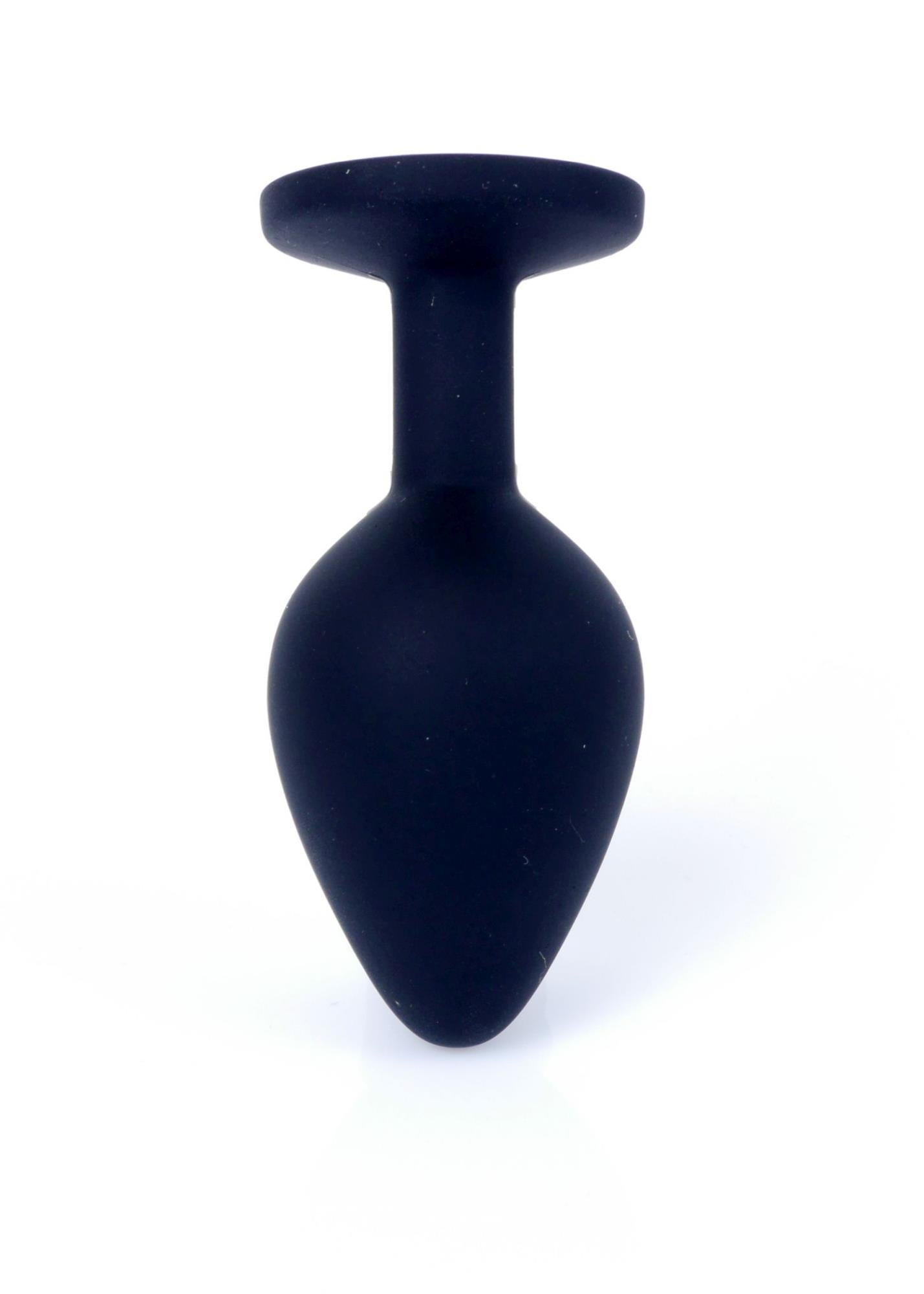 Plug anal din silicon MyLove Toys negru cu diamant, mediu, 8 cm