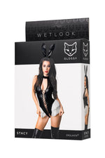 Body lucios Stacy cu aspect ud, negru, M