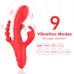 Vibrator Trident Iepuraș Roșu USB 22 cm
