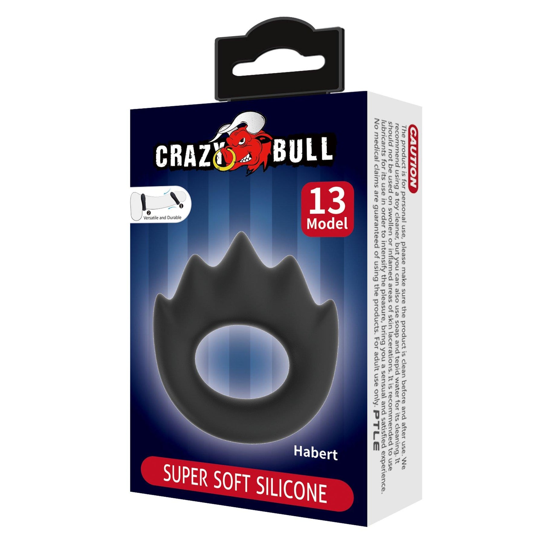 Inel pentru penis Crazy Bull HABERT din silicon super moale, impermeabil