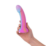 Dildo din silicon EasyToys Candy Swirl, strălucitor în întuneric, roz, 19 cm