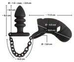 Cușcă pentru penis Black Velvets din silicon cu dop anal