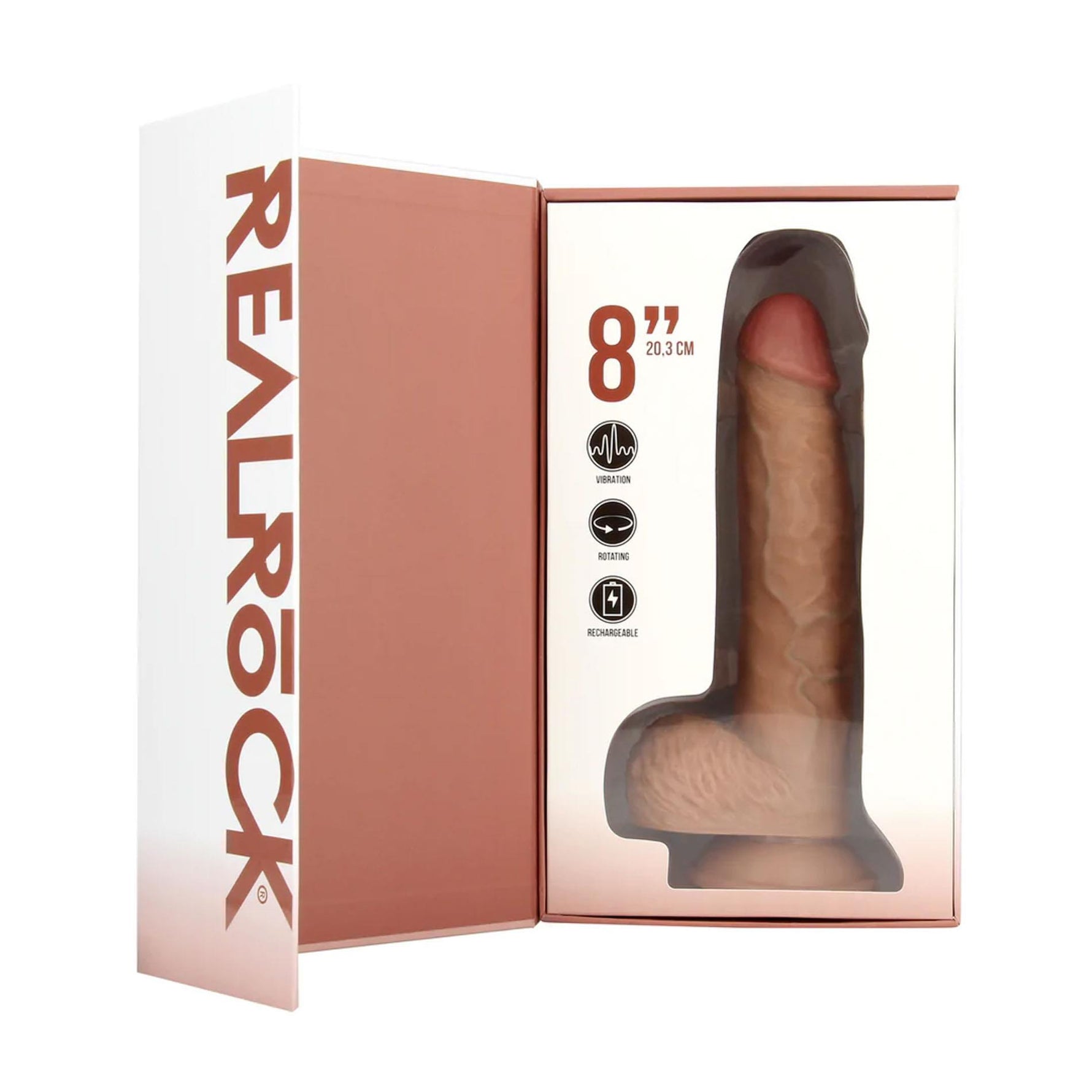 Vibrator rotativ pentru testicule RealRock bej RealRock 20,5 cm