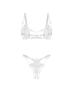 Set lenjerie intimă Obsessive Luise Sublim, cu imprimeu floral, alb, S/M