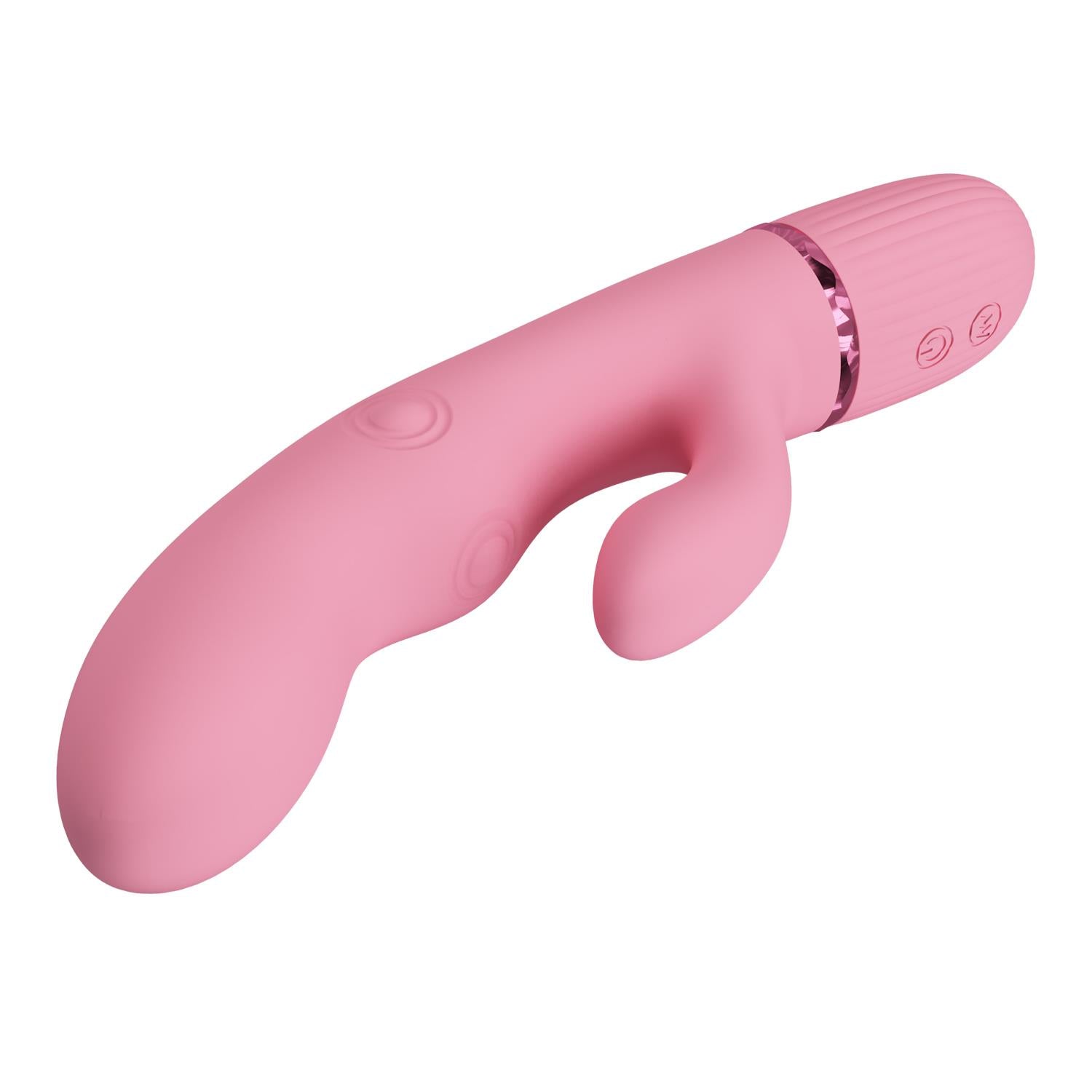 Vibrator Pretty Love Zach din silicon roz, cu patru laturi, în formă de iepuraș