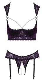 Set sutien Cottelli LINGERIE cu scafandră violet 75B