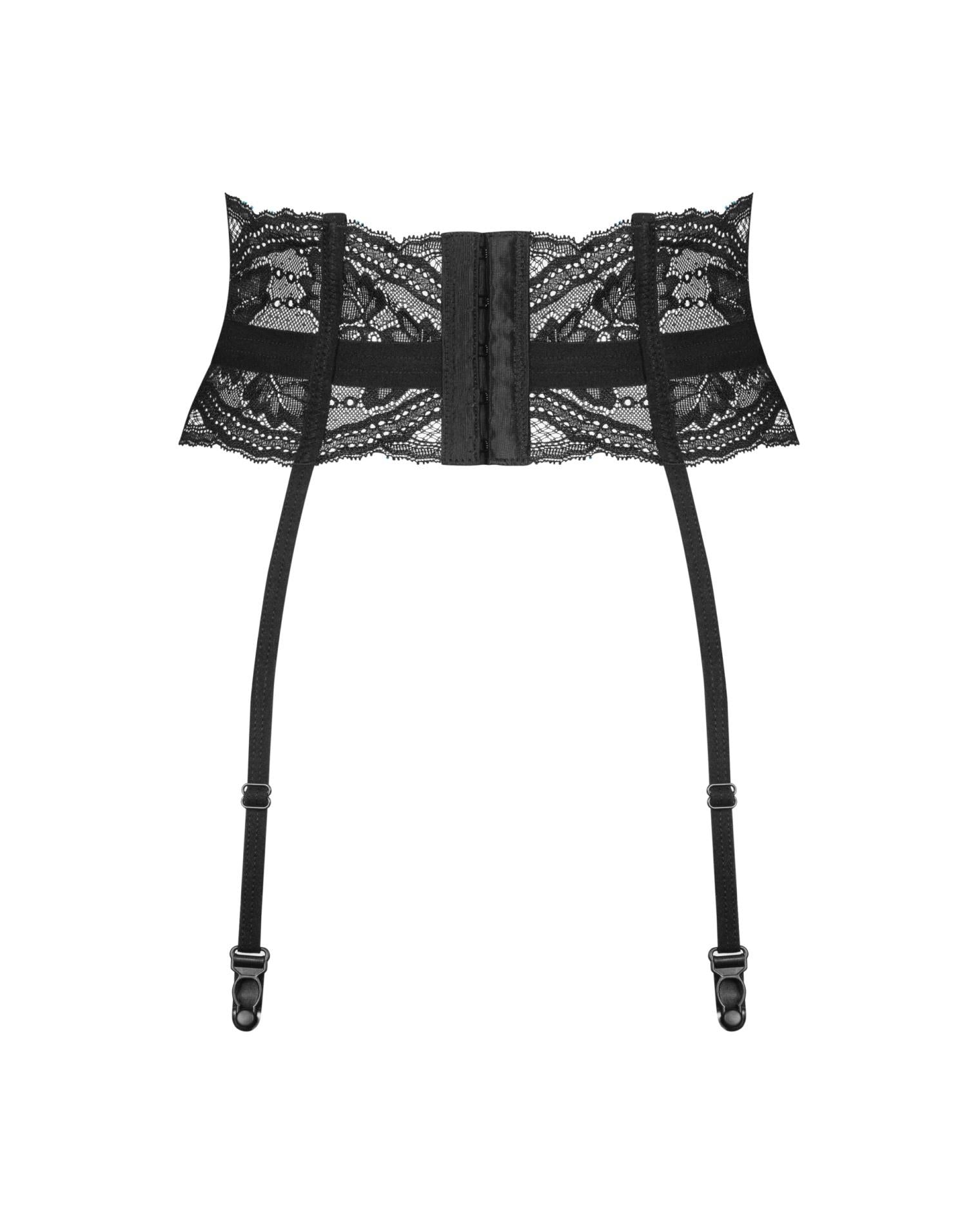 Portjartier Obsessive din dantelă, negru, XL/2XL