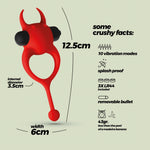 Inel vibrant pentru penis Daemon Crushious, silicon roșu, 12,5 cm