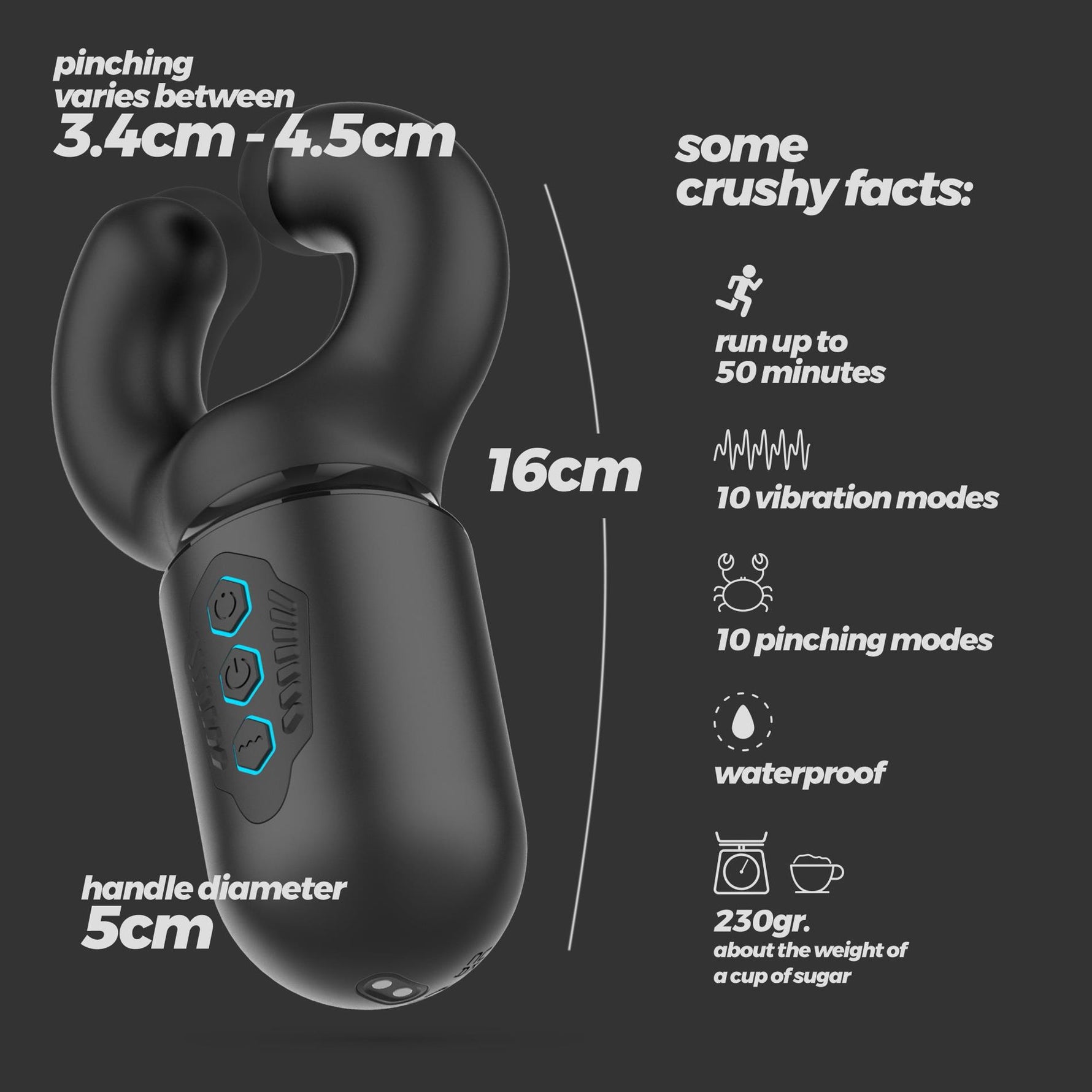 Masturbator cu presiune USB Crushious Kong din silicon, 16 cm
