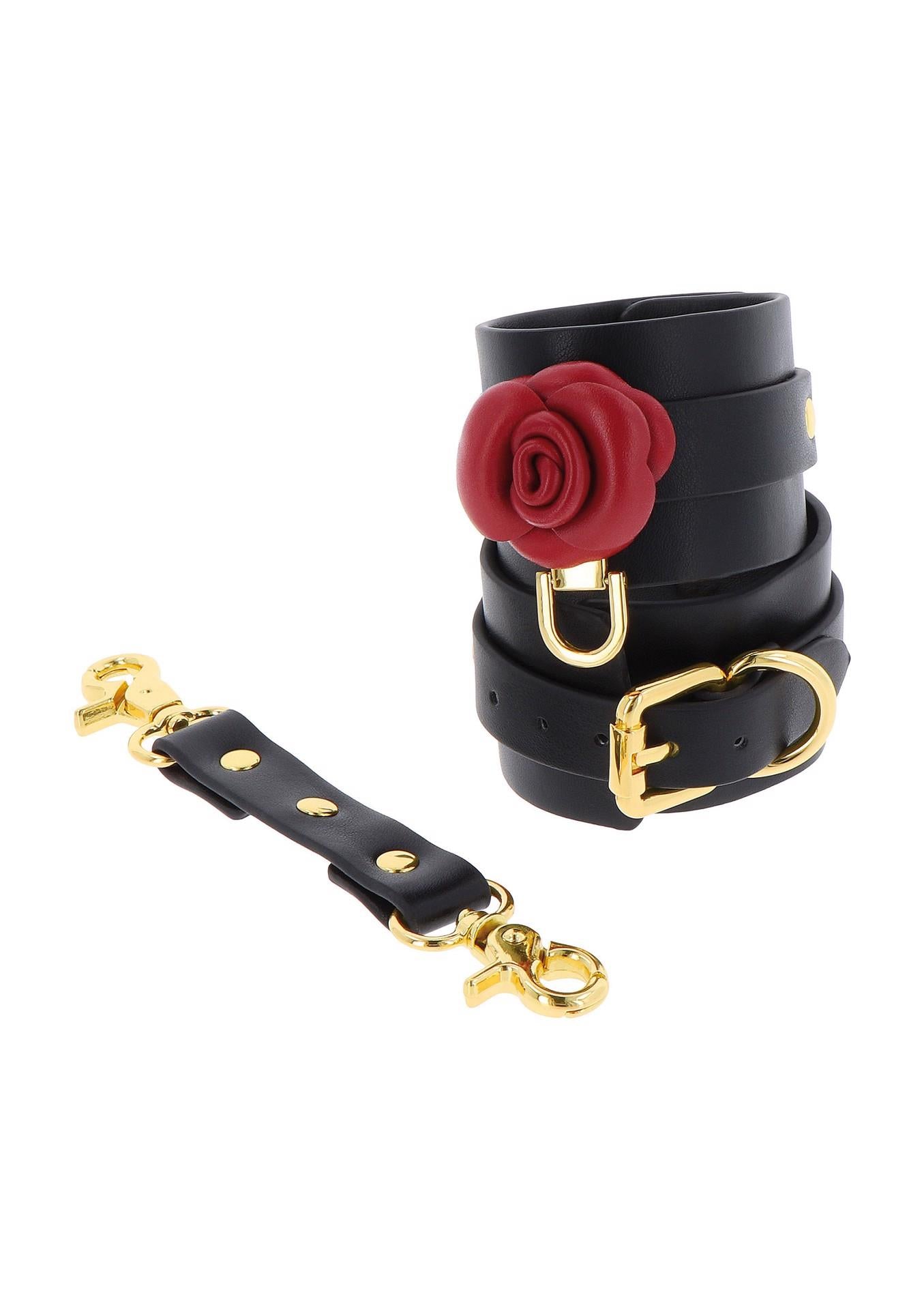 Cătușe pentru glezne Taboom Wild Roses, negre, 34 cm