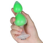 Dop anal din silicon Gemoria, verde strălucitor, cu bilă de oțel