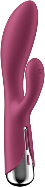 Vibrator rotativ Satisfyer Spinning Rabbit 1 cu USB, culoare roșie, tip iepuraș
