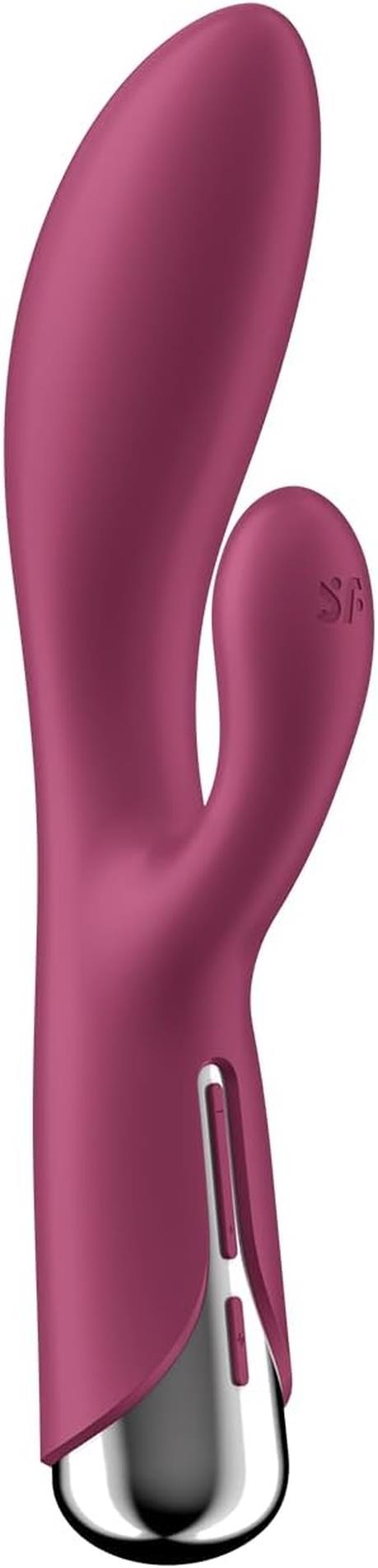Vibrator rotativ Satisfyer Spinning Rabbit 1 cu USB, culoare roșie, tip iepuraș