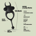 Inel vibrator pentru penis CRUSHIOUS DAEMON, negru
