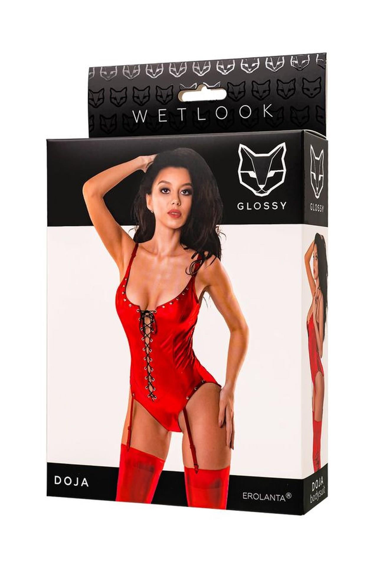 Body lucios Doja Wetlook, roșu, L