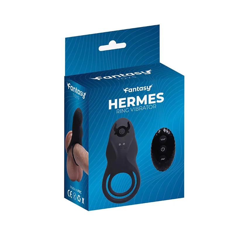 Inel vibrator dublu Hermes Fantasy Silicon USB cu telecomandă