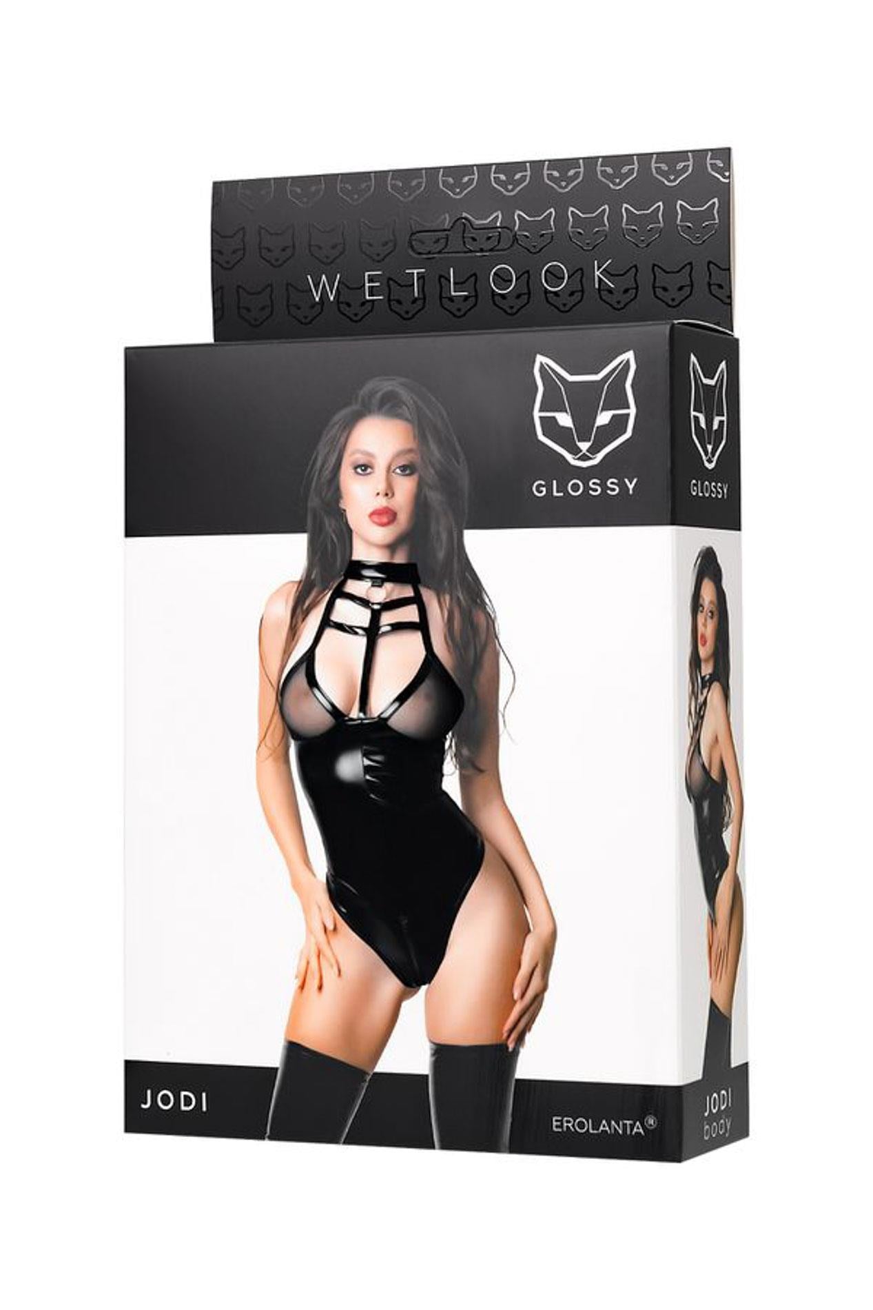 Body Jodi lucios cu aspect ud, negru, XL