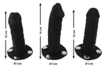 Strap-on Bad Kitty cu trei dildo-uri din silicon S/M