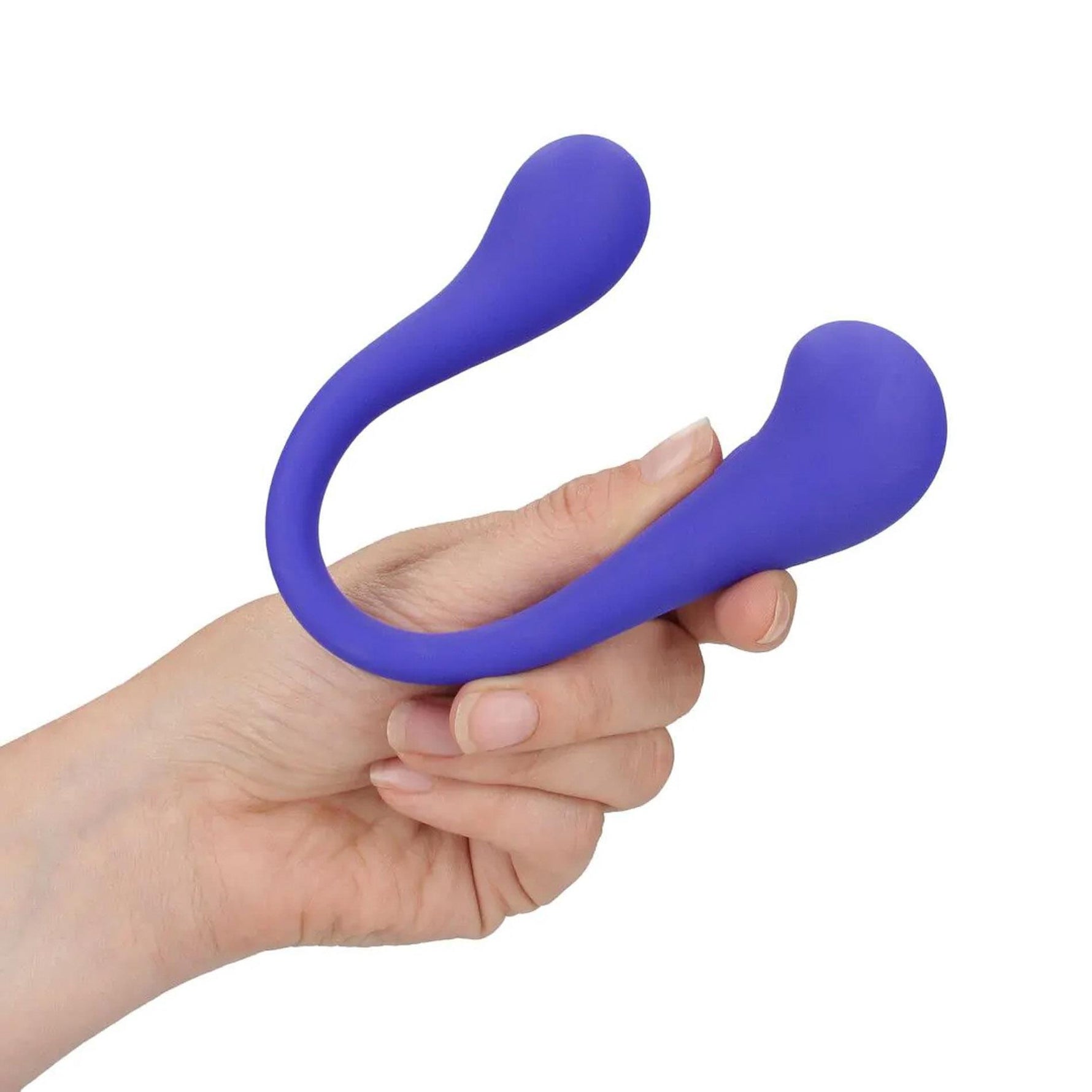 Vibrator Loveline flexibil din silicon cu două fețe și telecomandă, violet, 23 cm