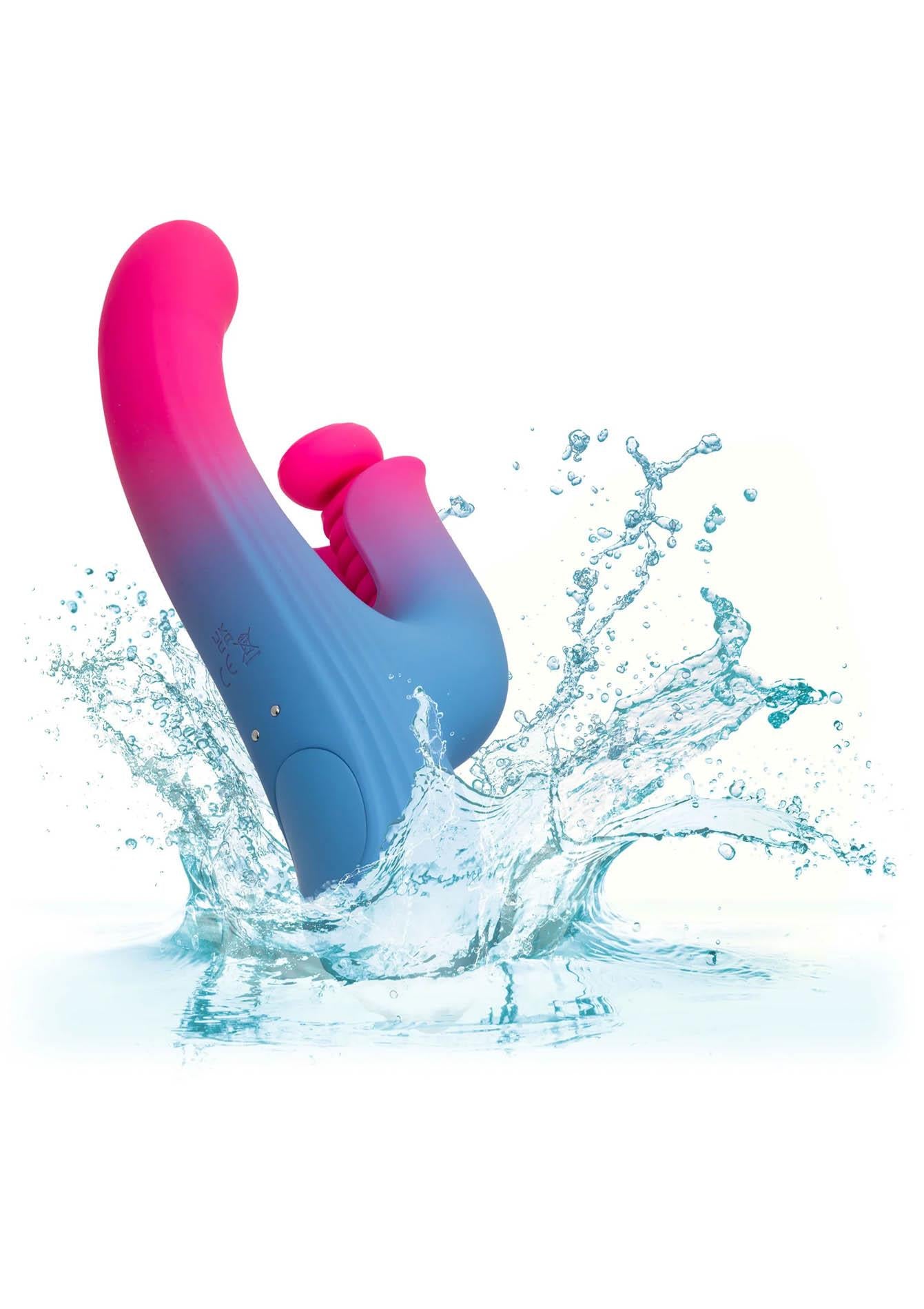 Vibrator Calexotics Thrusting Bunny Albastru USB 14 cm