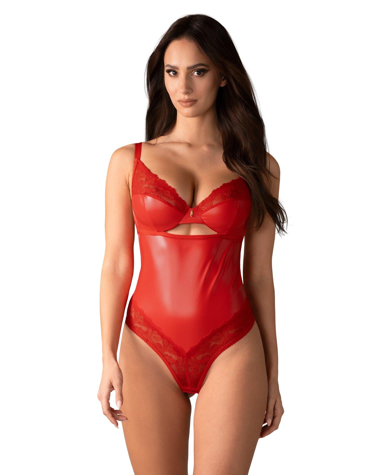 Body din dantelă Aliosa Obsessive roșu S/M