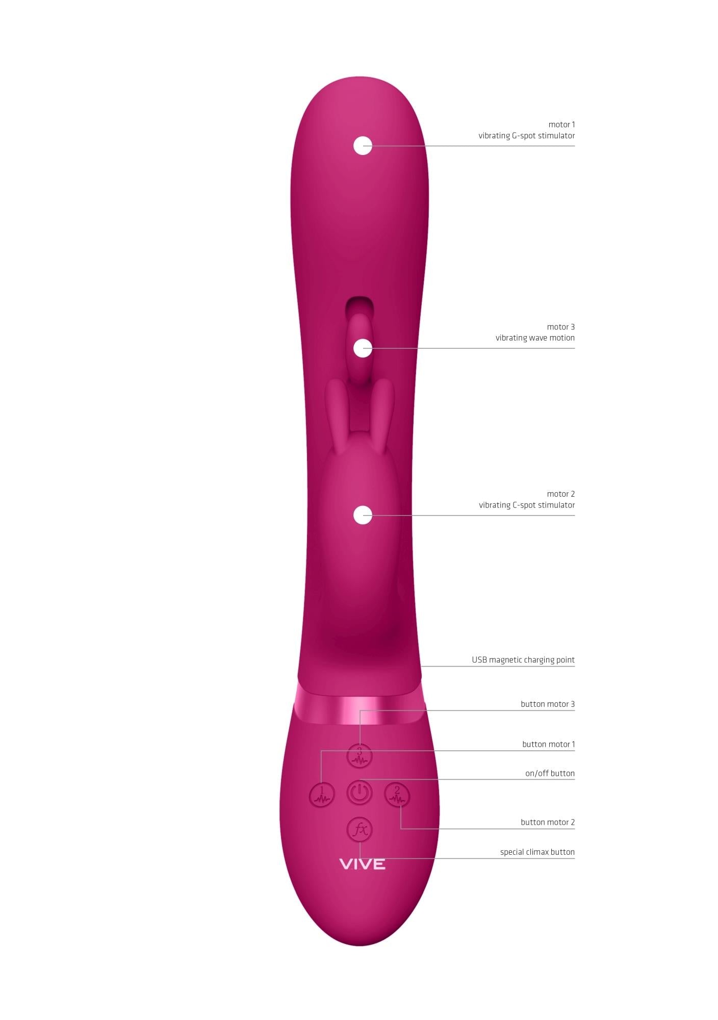 Vibrator Vive Tama Bunny roz USB 27,6 cm