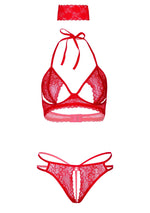 Set lenjerie intimă din dantelă roșie L XL cu bentiță Daring Intimates