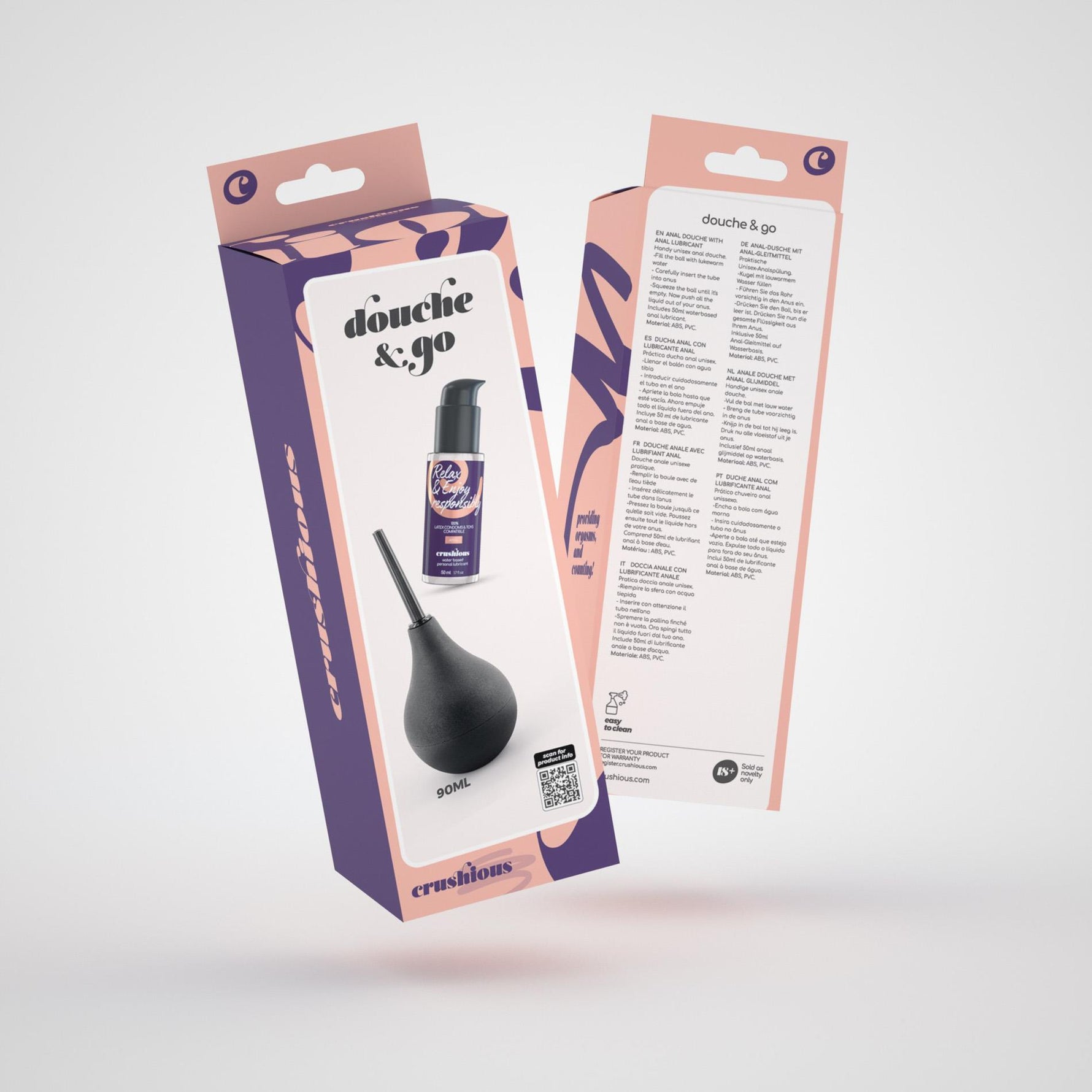 Duș anal Crushious Douche Go 90ml cu lubrifiant 50ml