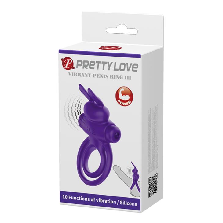 Inel vibrant Pretty Love violet cu 10 funcții