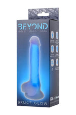 Dildo cu gel strălucitor Bruce Glow Blue 16.5 cm Beyond