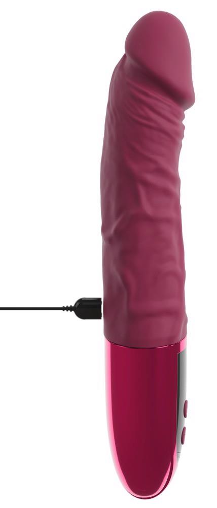 Vibrator realist Beau Coeur Varelo din silicon roșu USB 23 cm